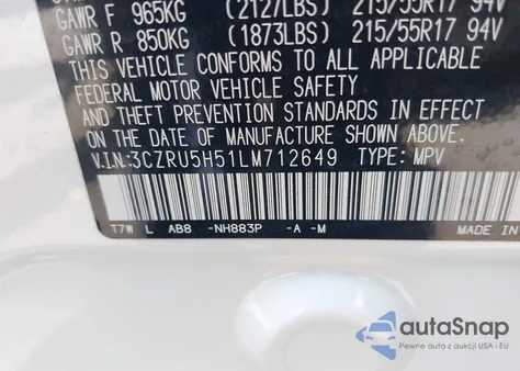 2020 Honda Hr-V 2Wd Ex из США, поврежденный, VIN 3CZRU5H51LM712649